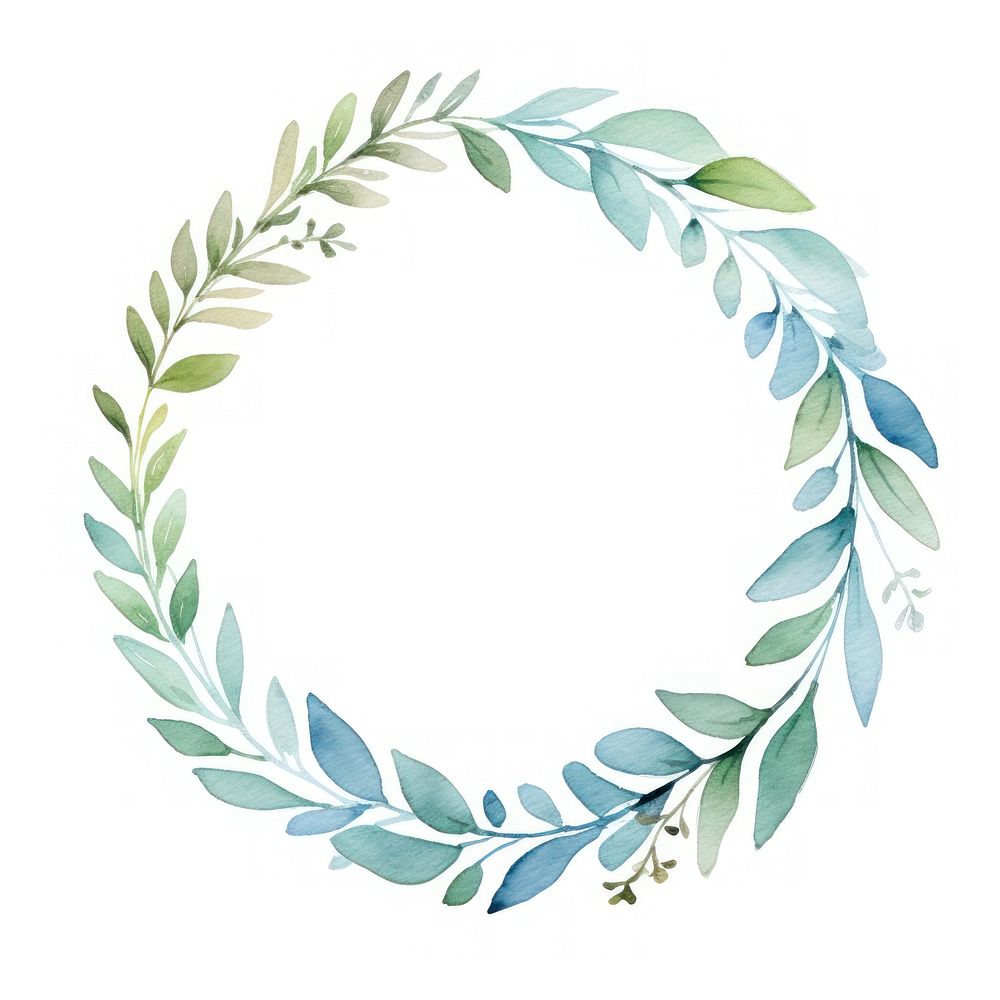 Leaf circle border pattern wreath white background.