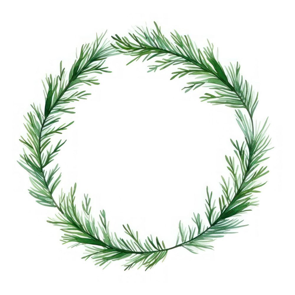Pine leaf circle border wreath plant herbs.