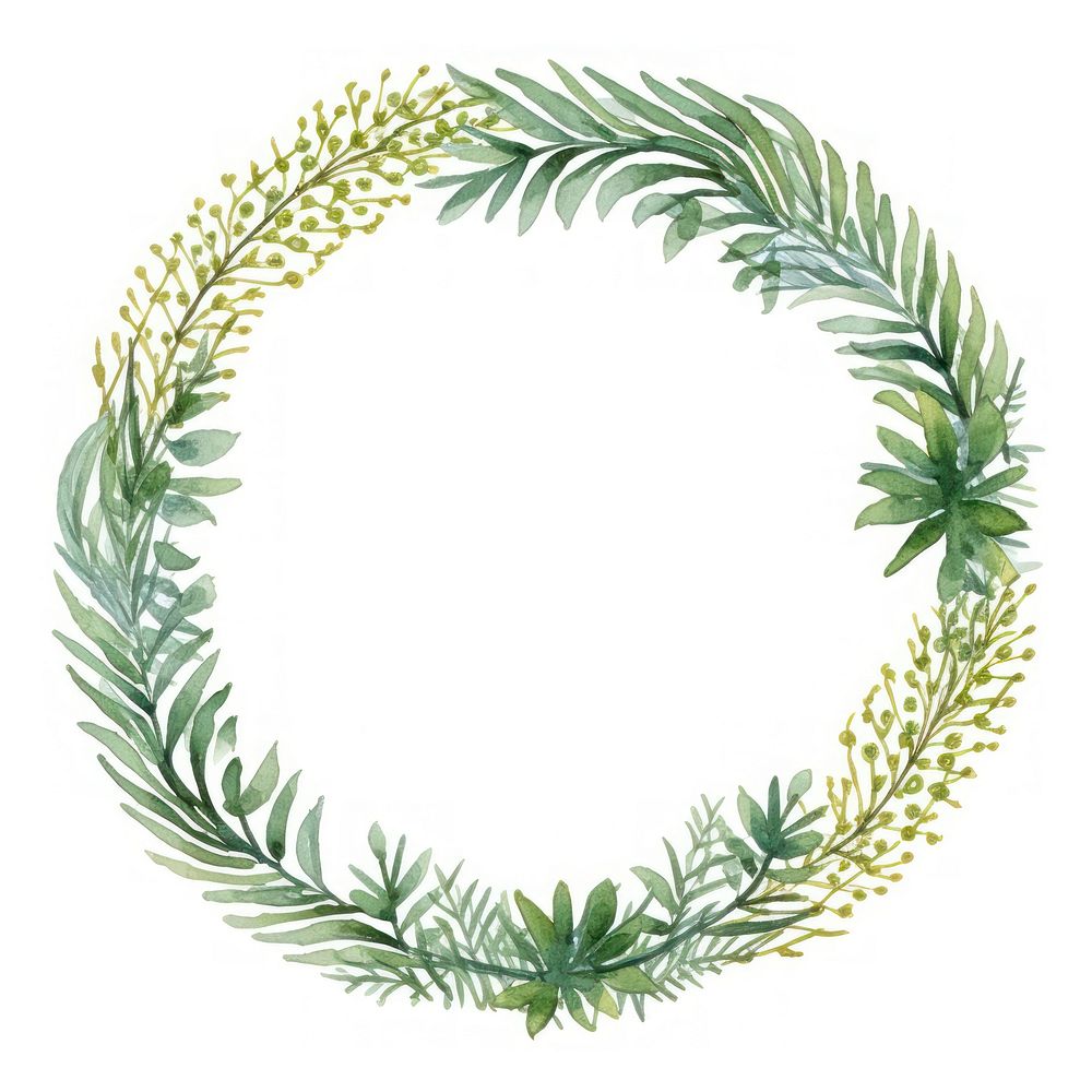 Pine leaf circle border wreath plant green.