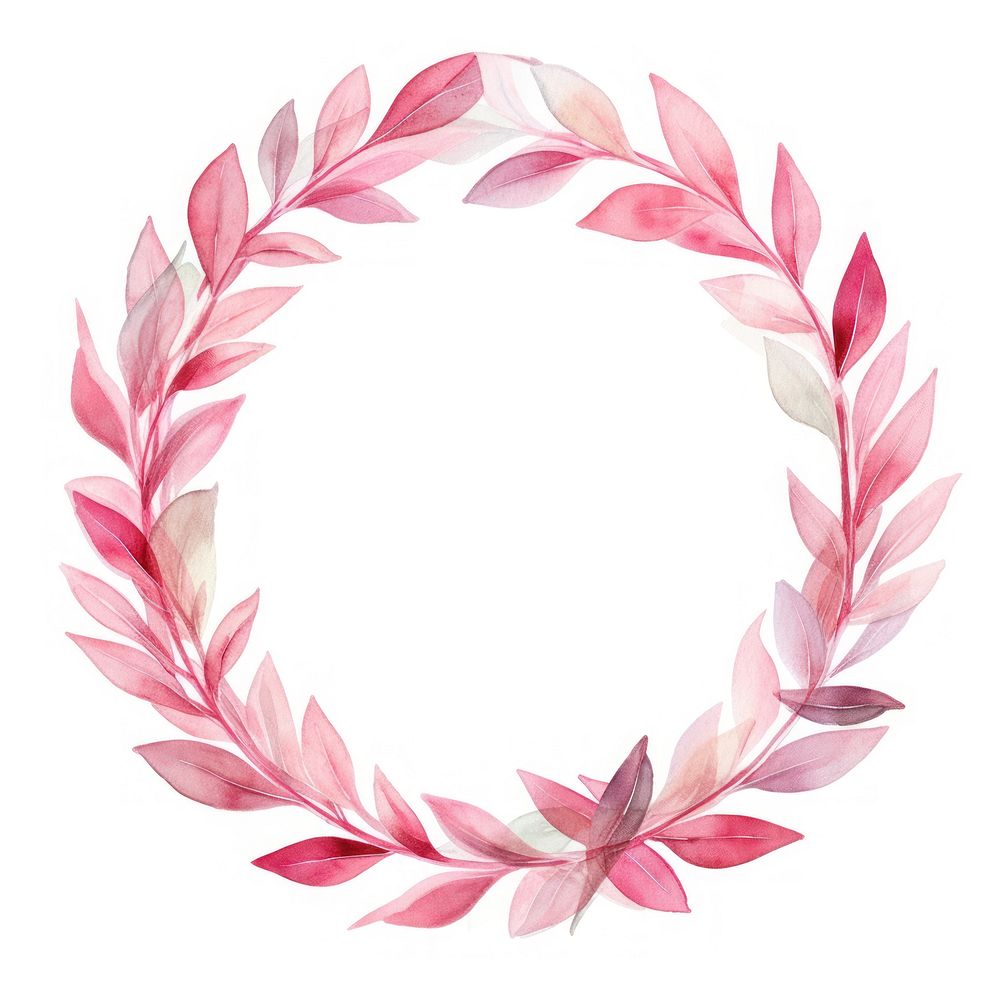 Pink leaf circle border flower wreath petal.
