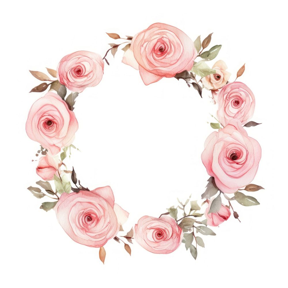 Rose circle border pattern flower wreath.