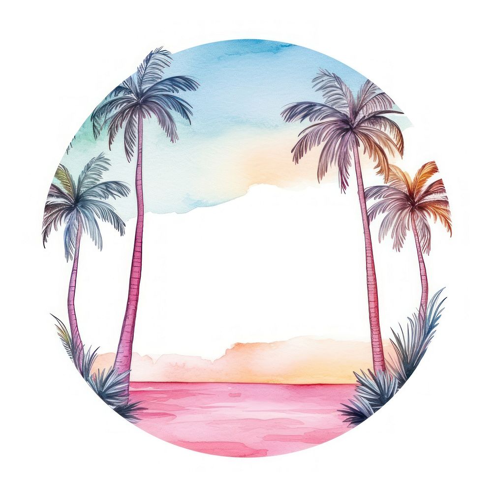 Summer concept circle border nature water white background.