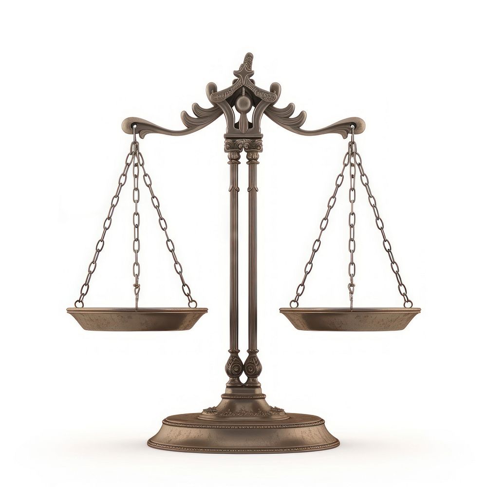 Scales of Justice scale lamp white background.