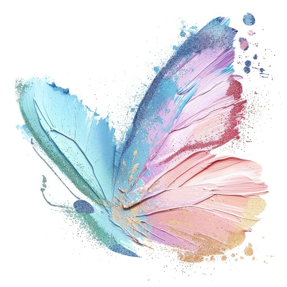 Paint butterfly shape brush stroke painting white background lightweight.