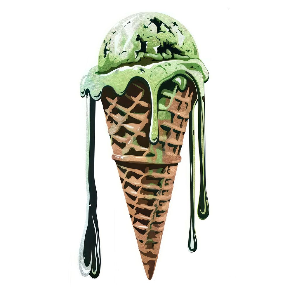 Graffiti mint icecream cone food white background chocolate.