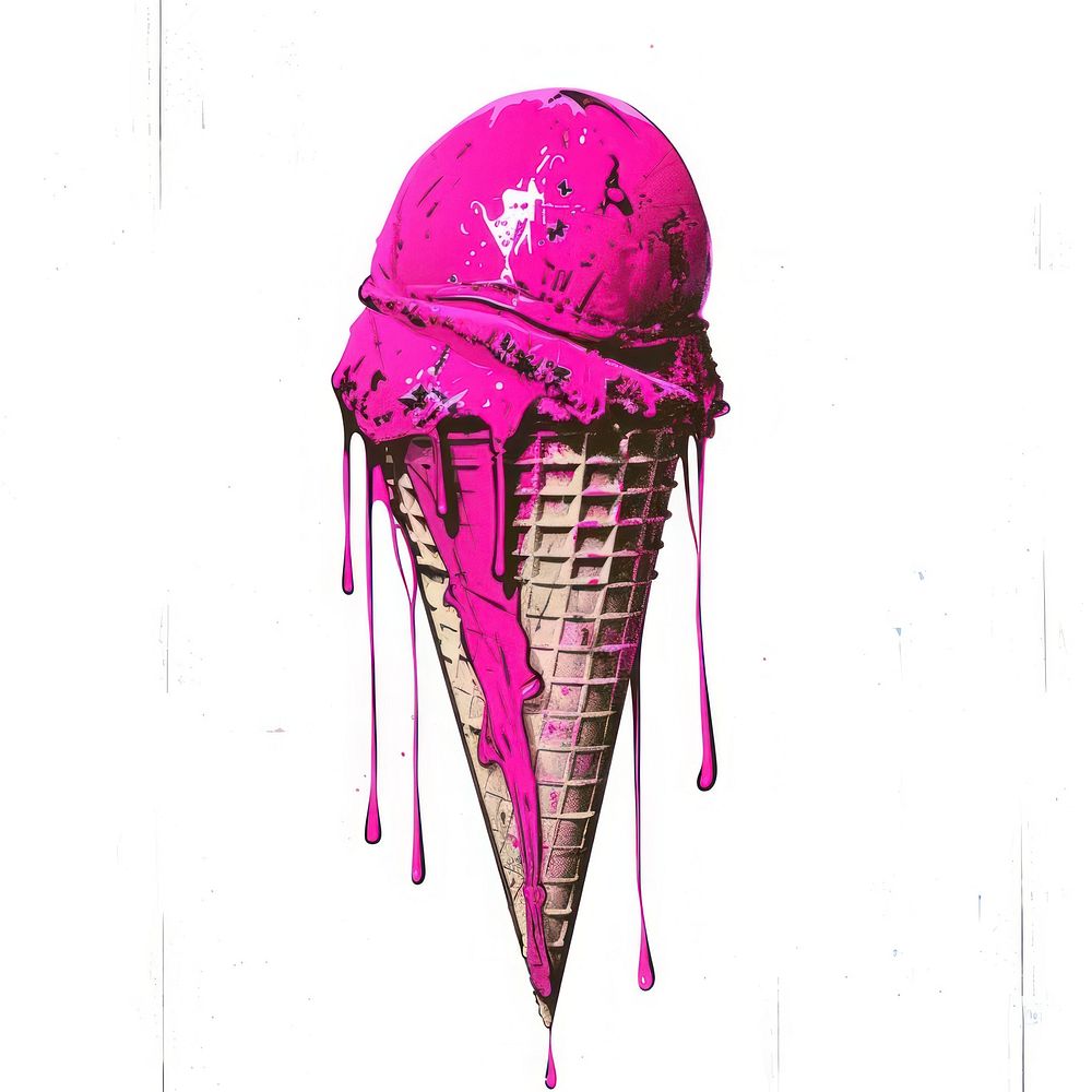Graffiti pink icecream cone dessert purple food.