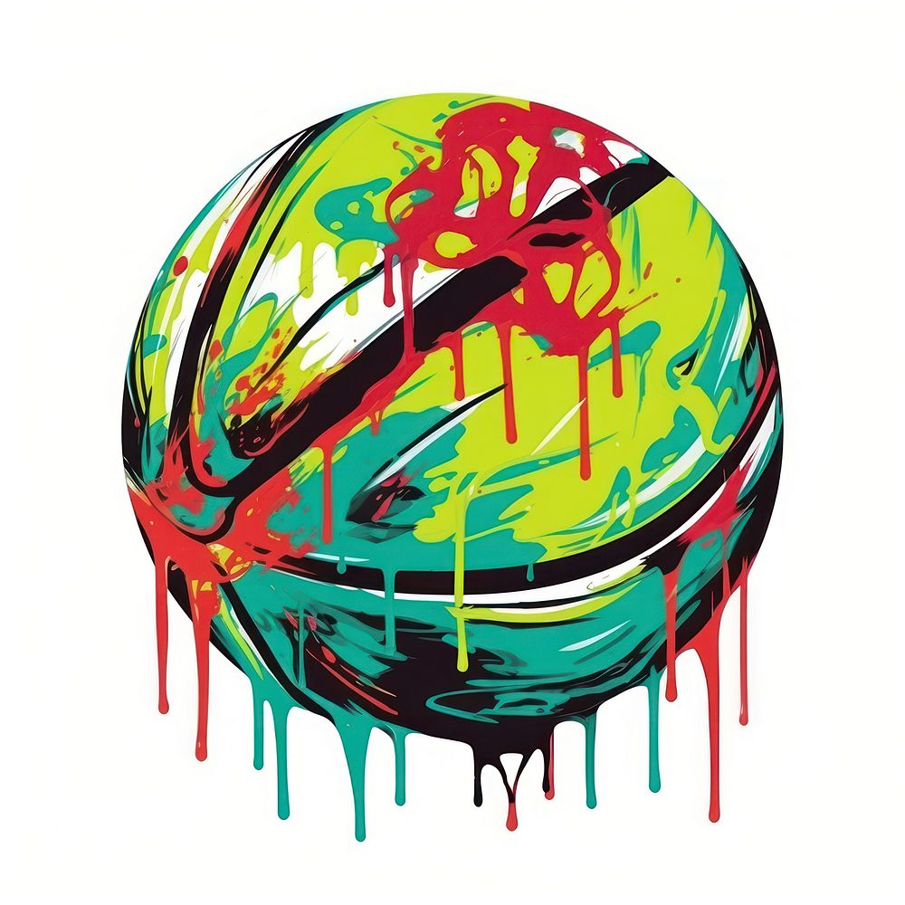 Graffiti basketball art painting sphere.