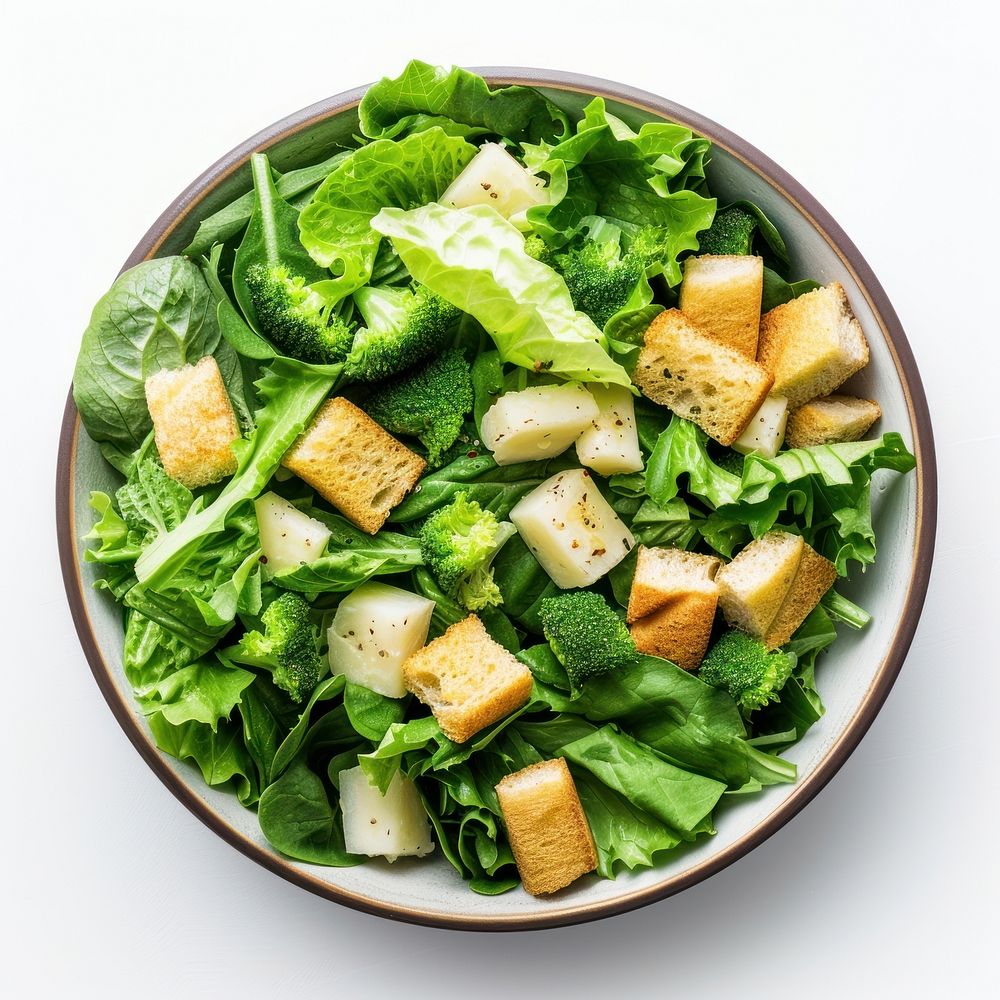 Caesar salad bowl plate food meal.