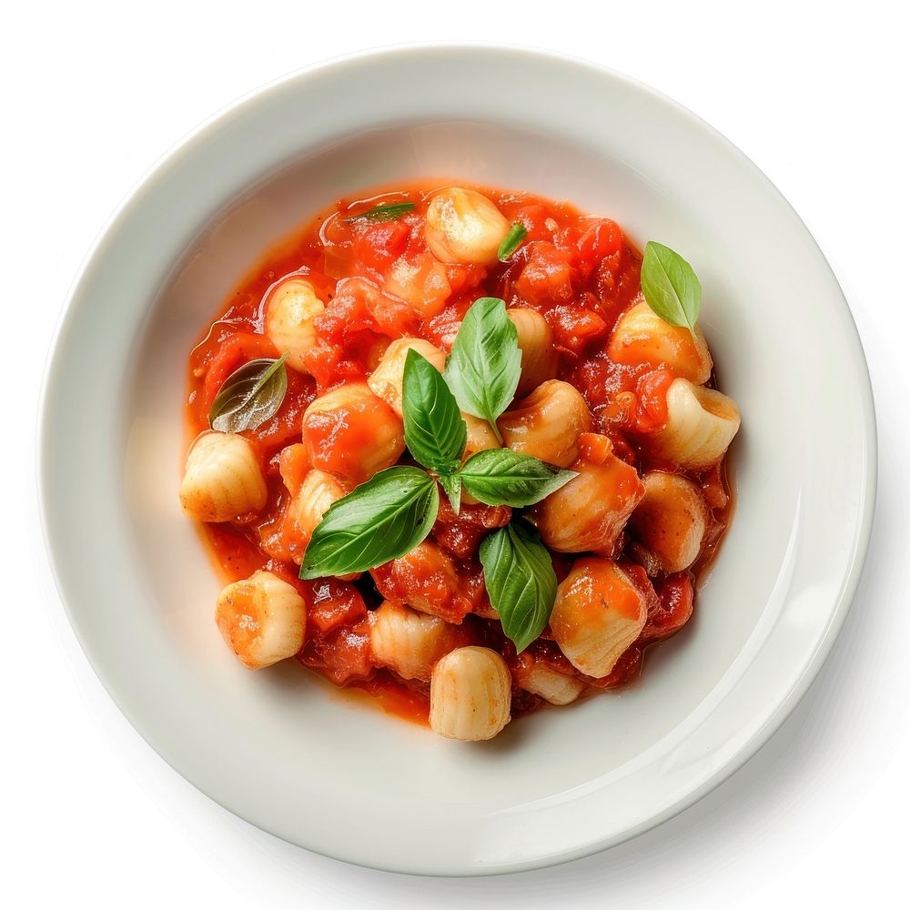 Gnocchi with Tomato Sauce plate tomato food.