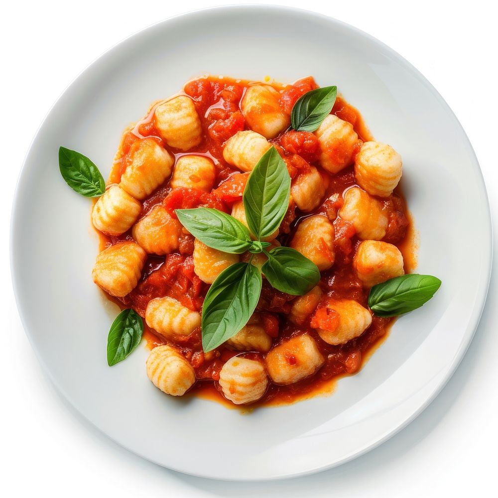 Gnocchi with Tomato Sauce tomato plate food.
