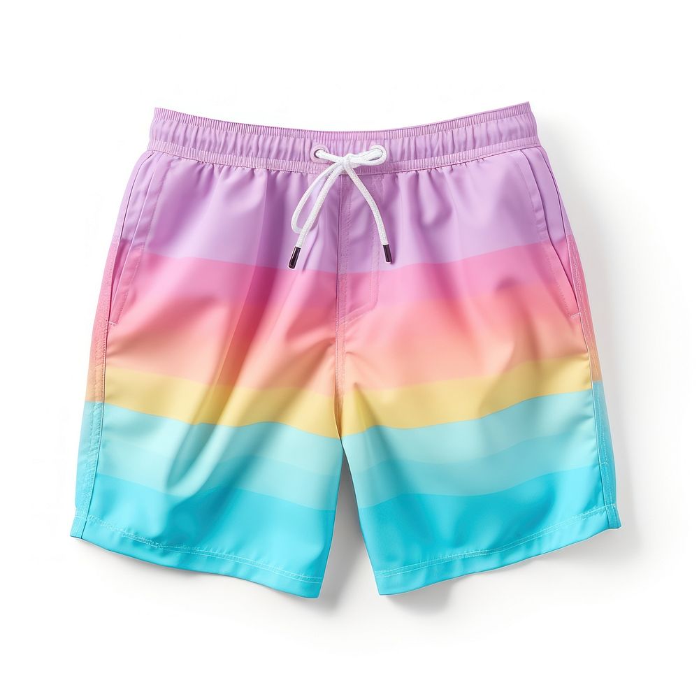 Pastel swim Trunks trunks shorts white background.