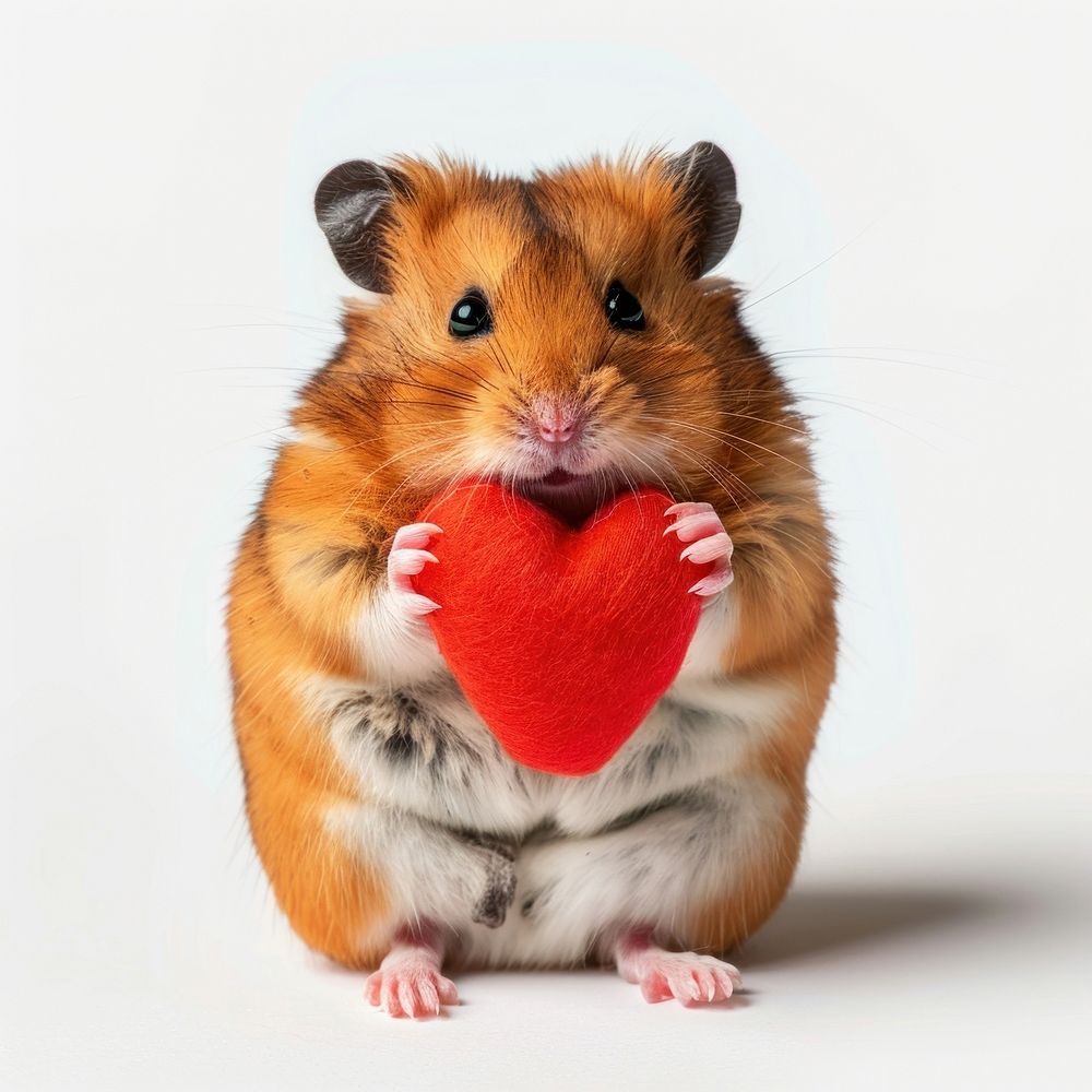 Hamster holding heart animal pet rodent.