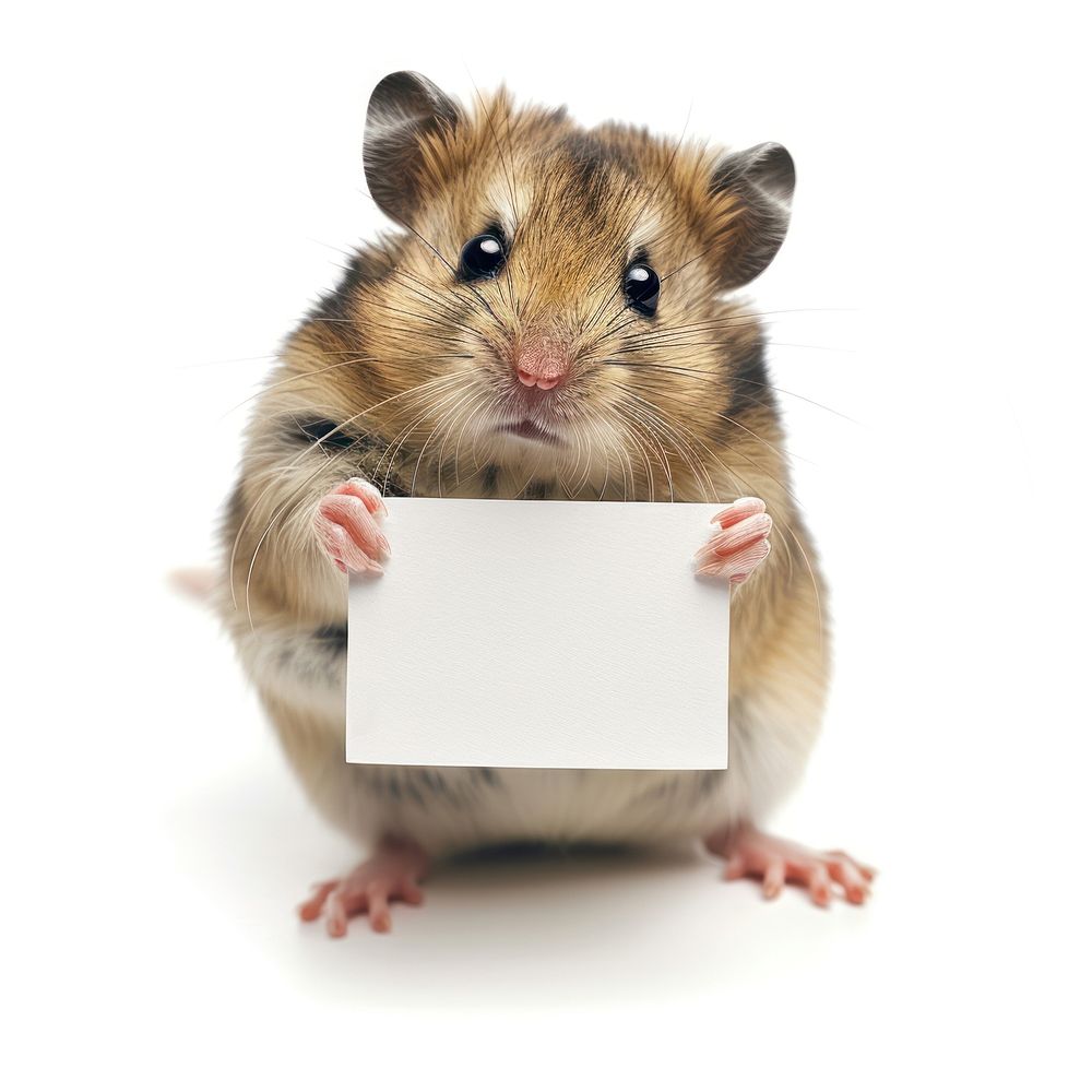 Hamster holding sign animal rodent mammal.