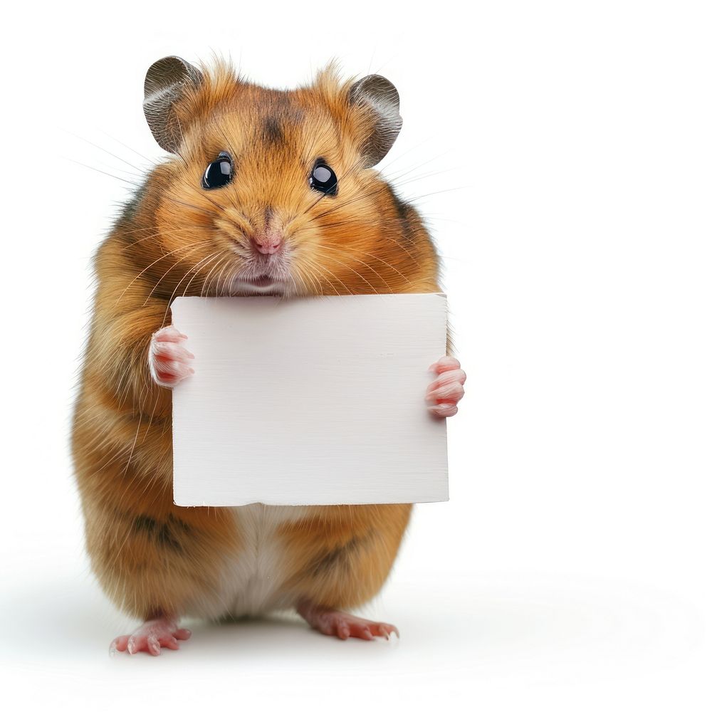 Hamster holding sign animal mammal rodent.