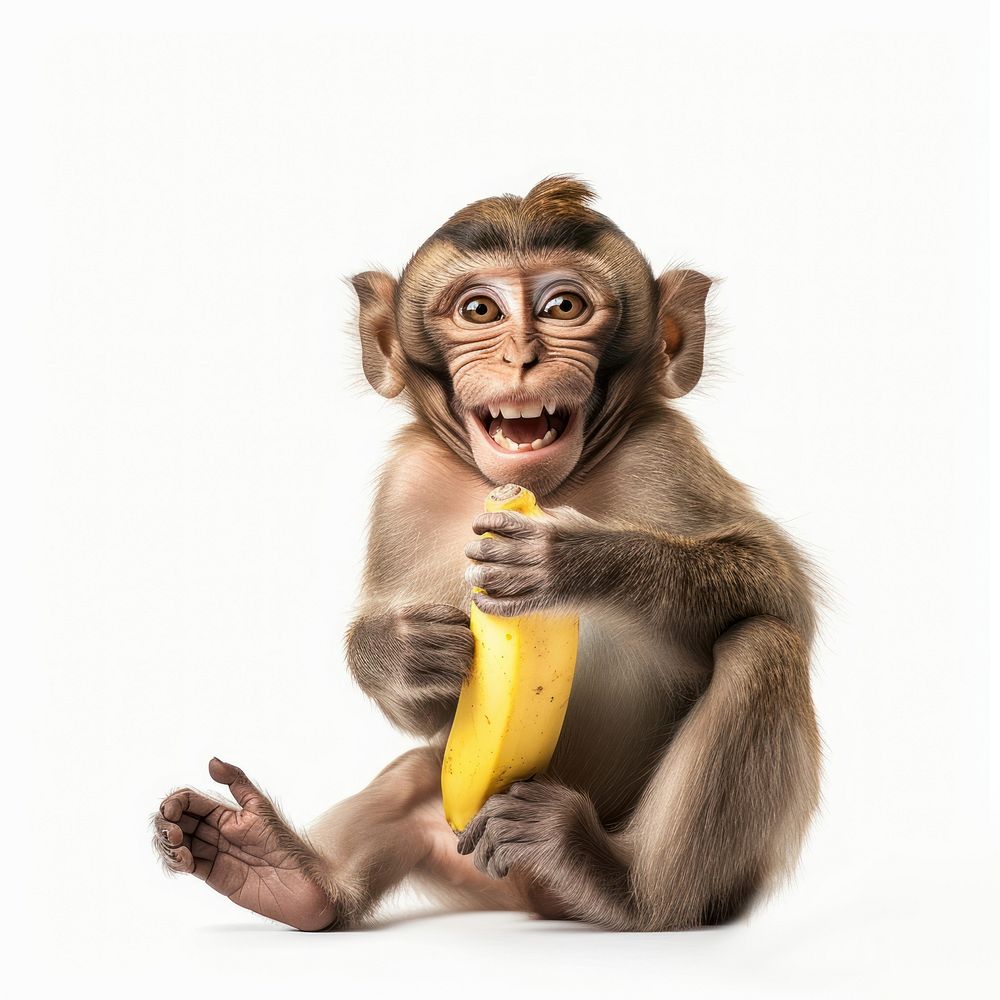 Monkey holding banana animal wildlife mammal.