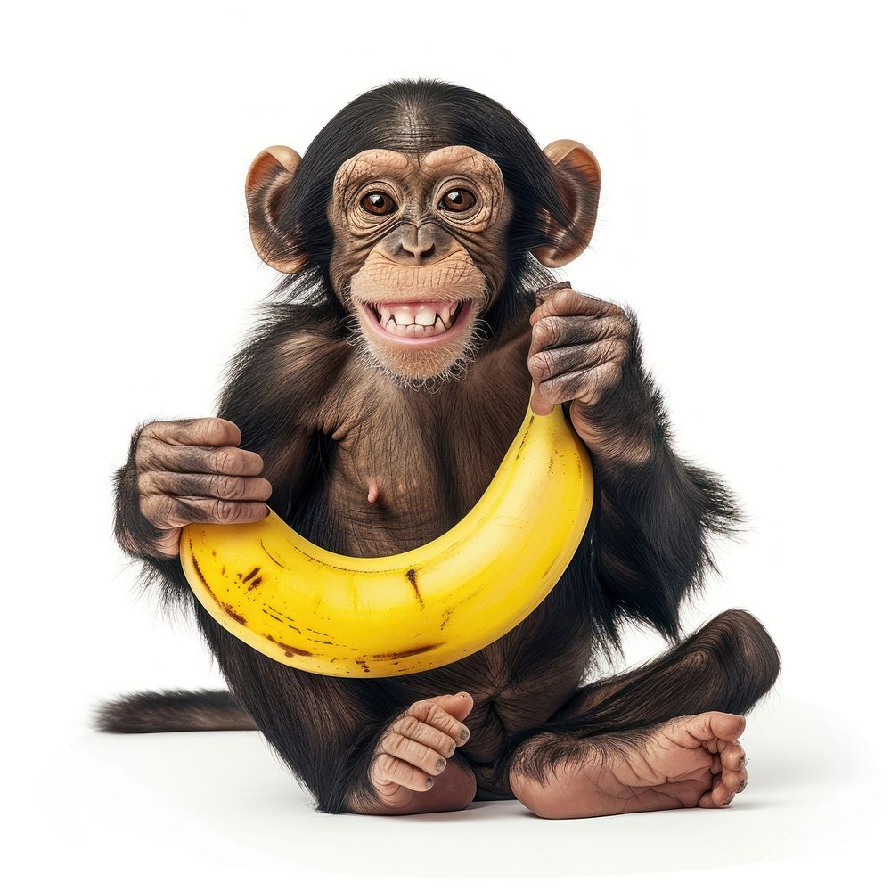 Monkey holding banana animal wildlife mammal.