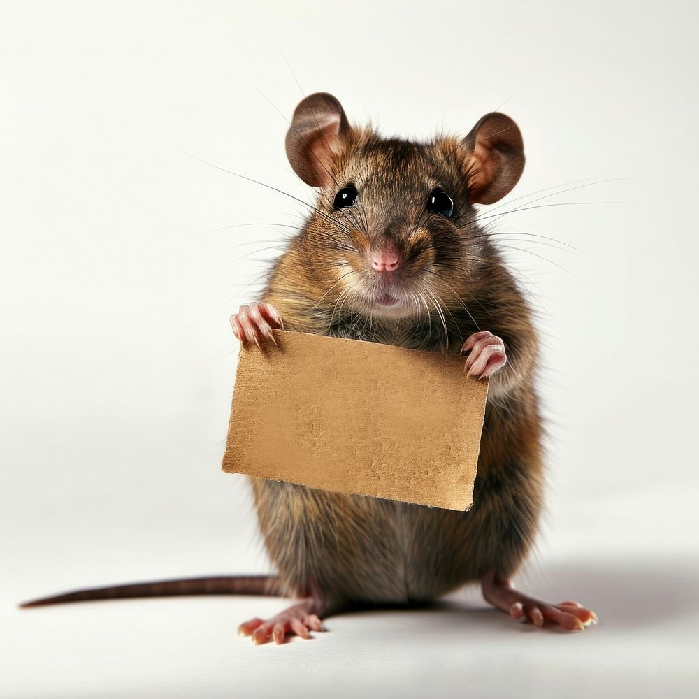 Rat holding sign animal mammal rodent.