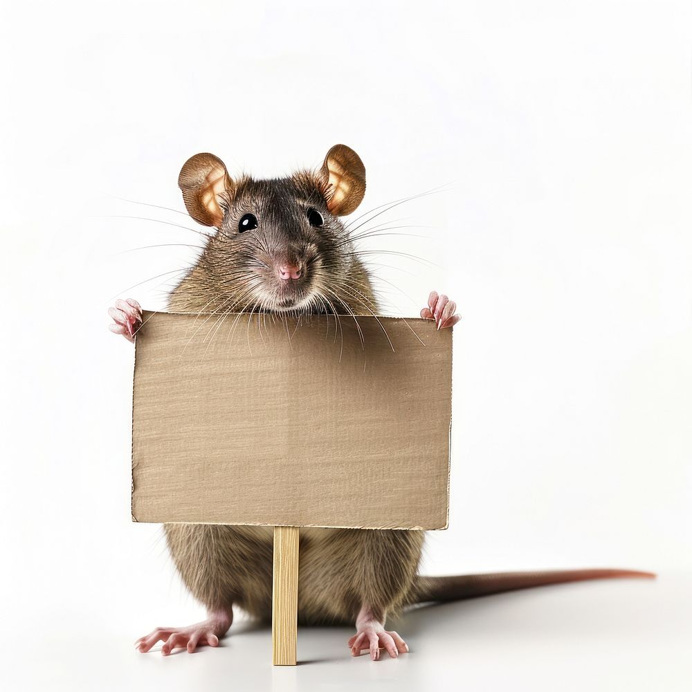 Rat holding sign animal mammal rodent.