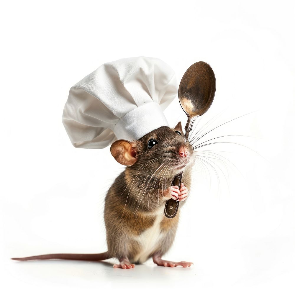 Rat holding spoon mammal rodent animal.