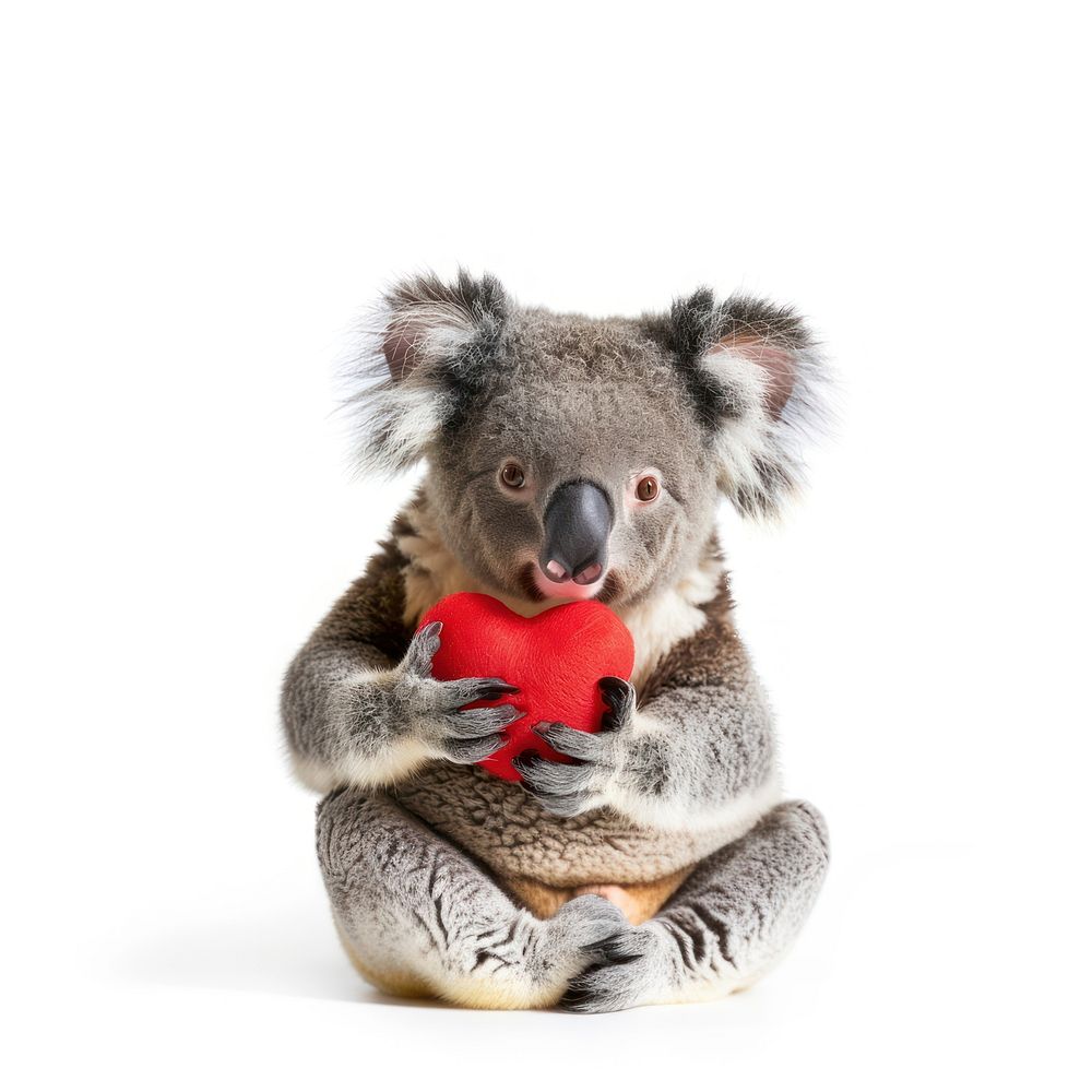 Koala holding heart animal wildlife mammal.