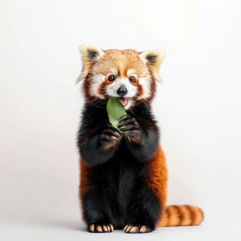 Red panda holding leaf animal Free Photo rawpixel