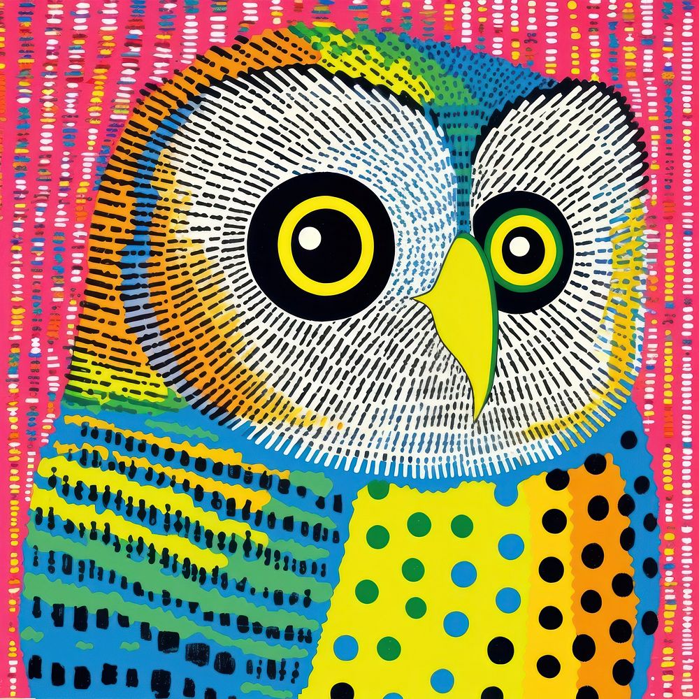 Comic of owl pattern drawing art.