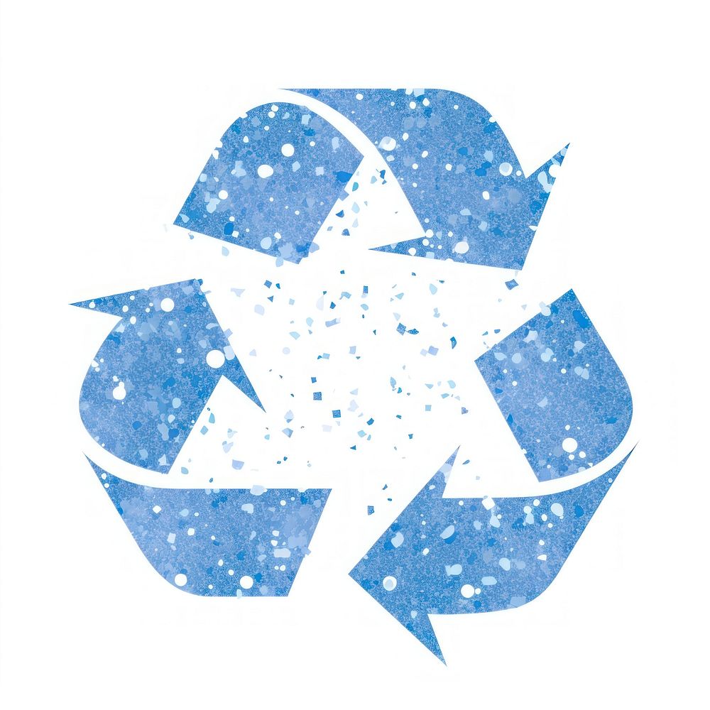 Recycle icon shape blue white background.