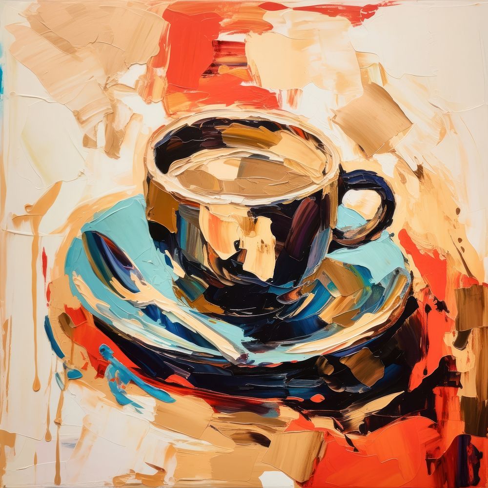 Coffee painting coffee saucer.