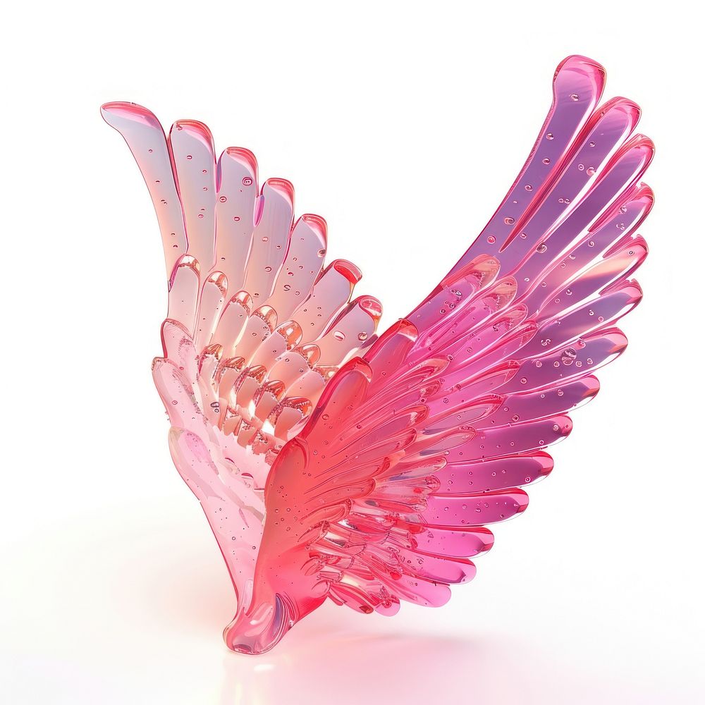 Angle wings pink red white background.