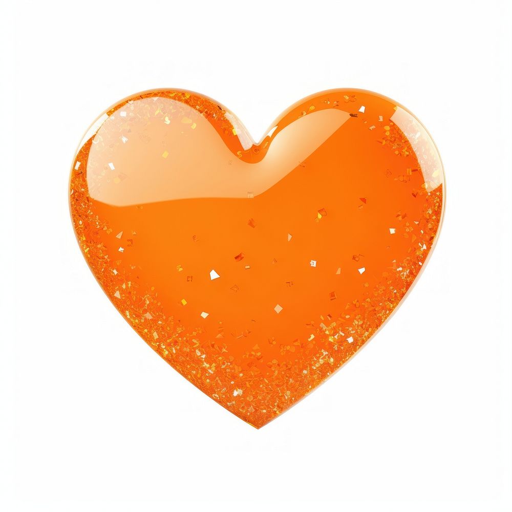 Orange heart broken icon shape white background confectionery.