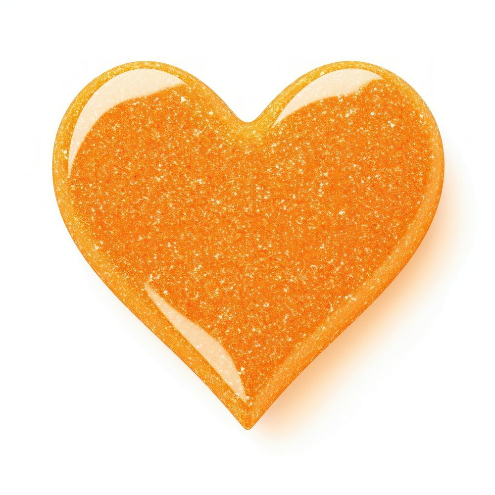 Orange heart icon shape white background confectionery.