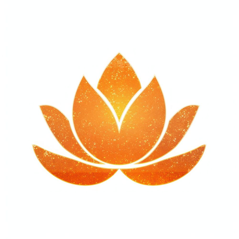 Orange lotus icon plant logo white background.