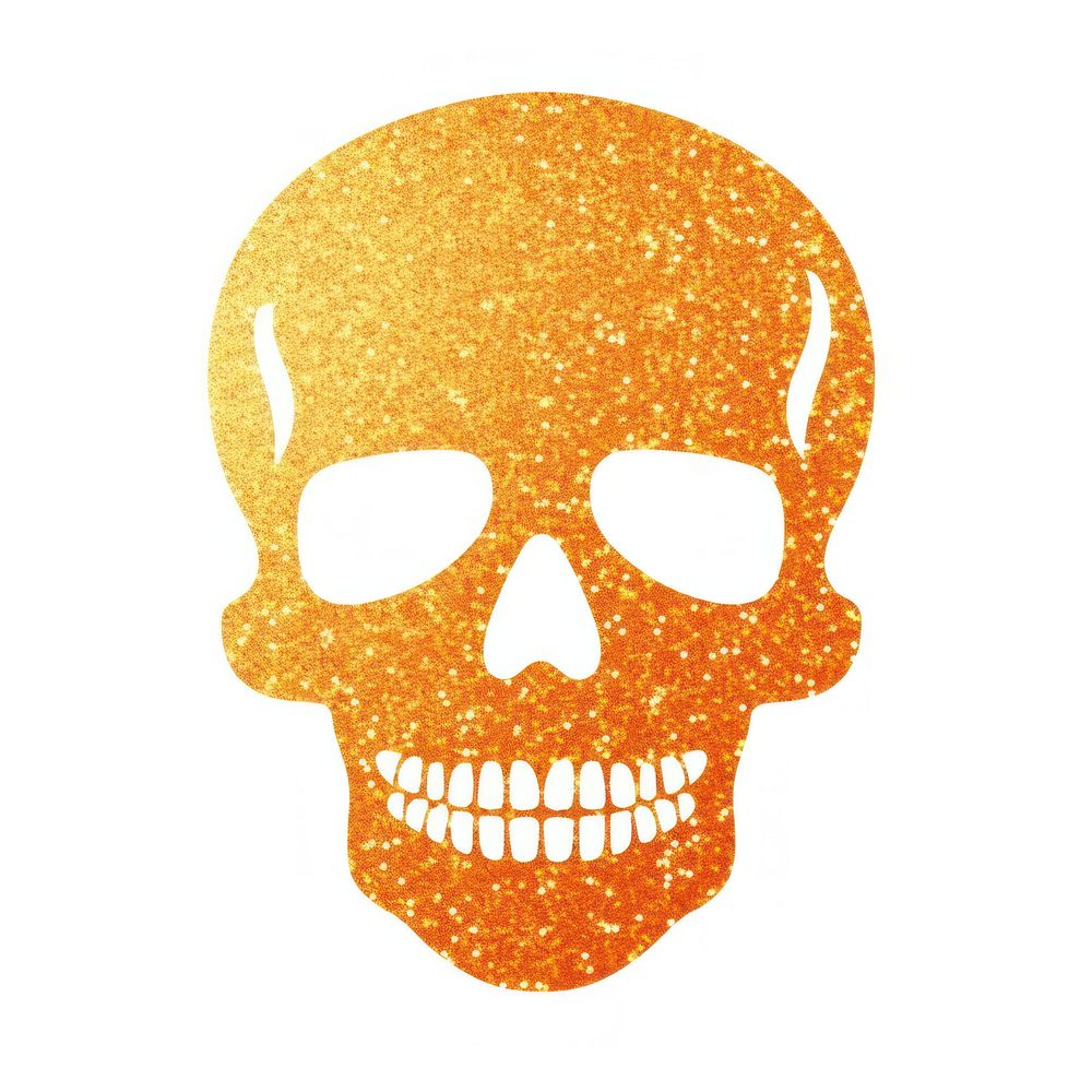 Orange skull icon white background celebration glowing.