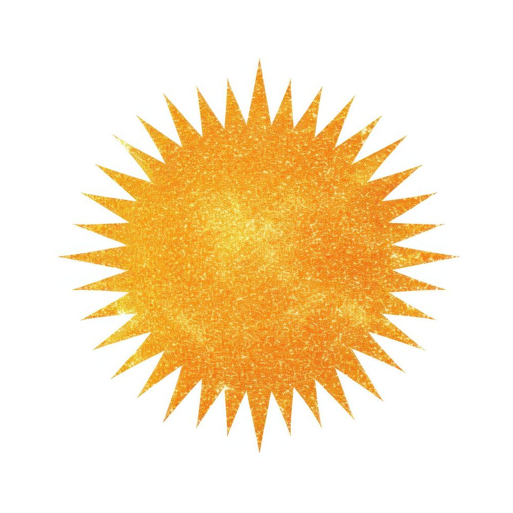 Orange sun icon shape gold white background.