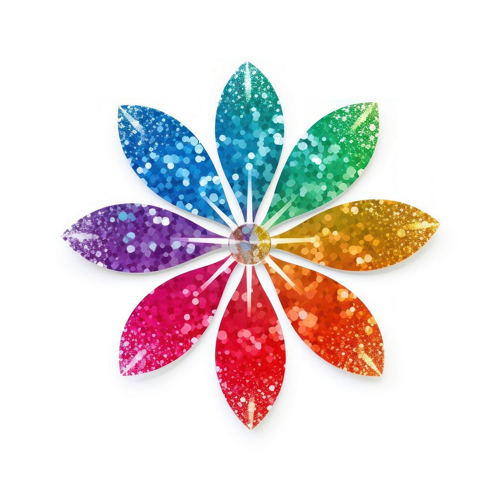 Colorful flower icon glitter shape plant.