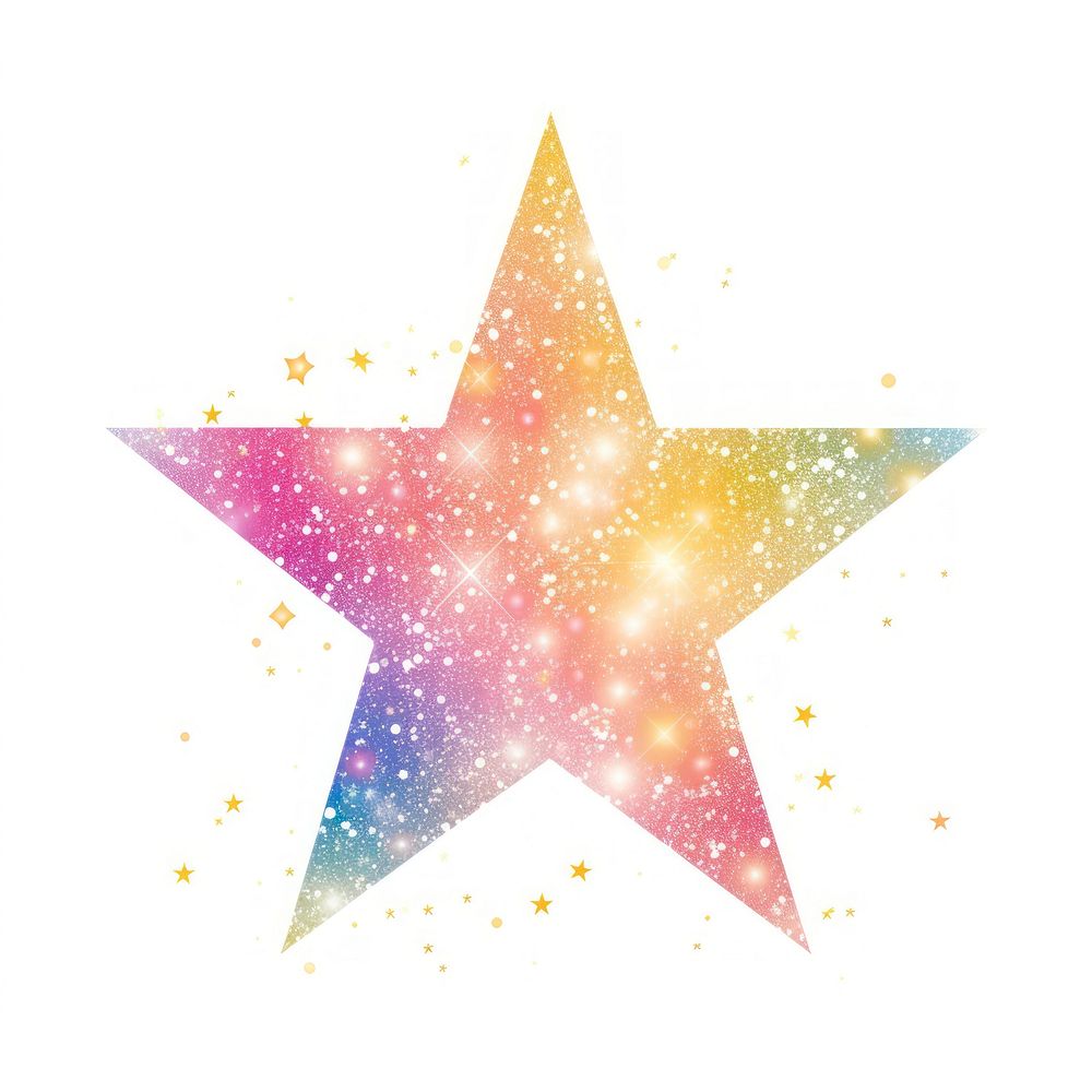 Colorful star icon glitter symbol shape.