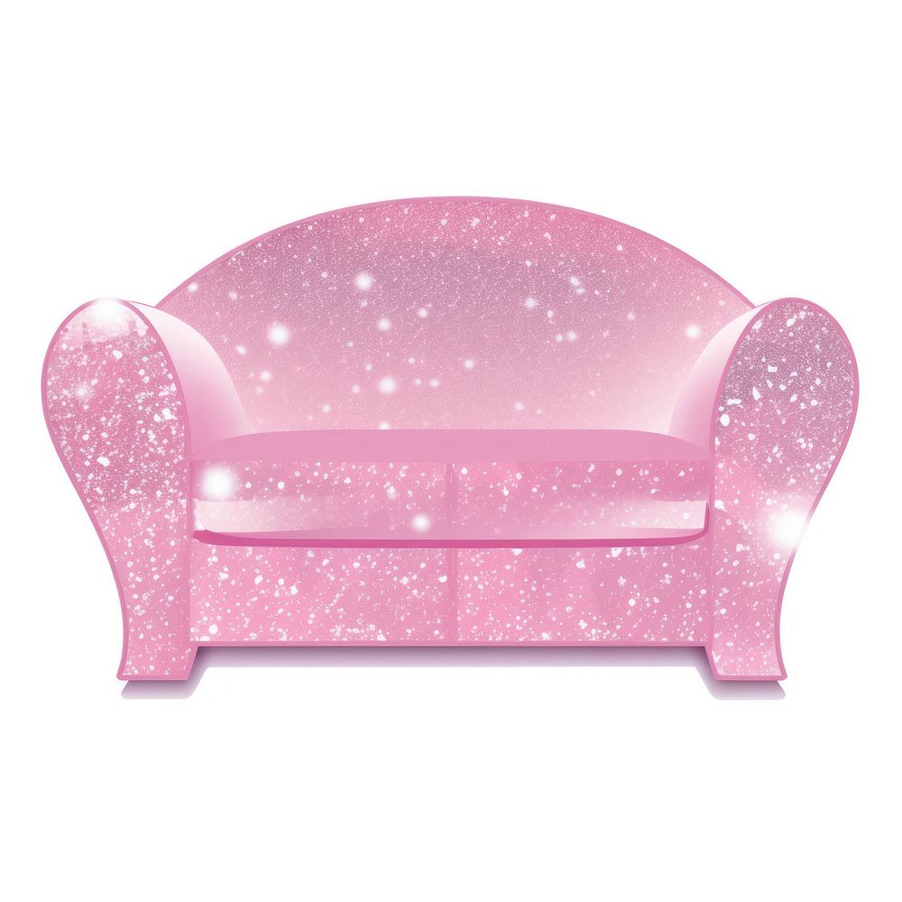 Pink sofa icon furniture white background comfortable.