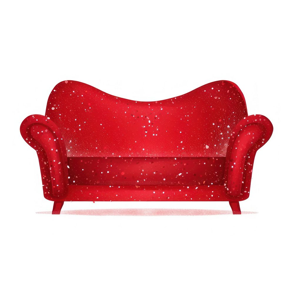 Red sofa icon furniture chair white background.