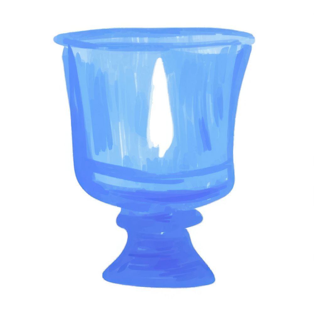 Blue retro glass candlestick holde vase white background refreshment.