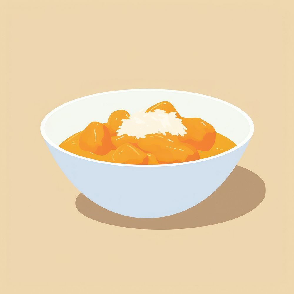 Illustration of a simple curry food bowl dish.