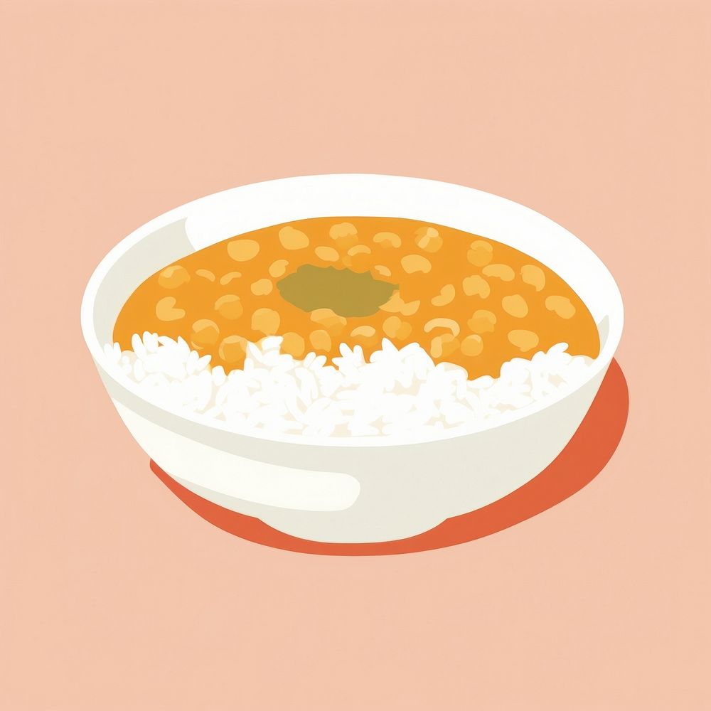 Illustration of a simple curry food meal soup.