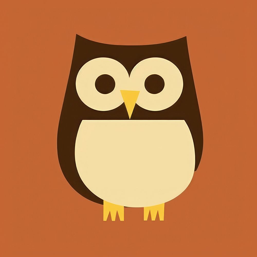 Illustration of a simple owl animal bird logo.