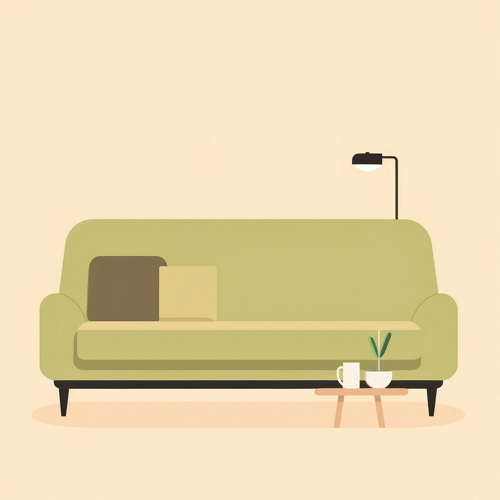 Illustration of a simple sofa furniture room architecture.
