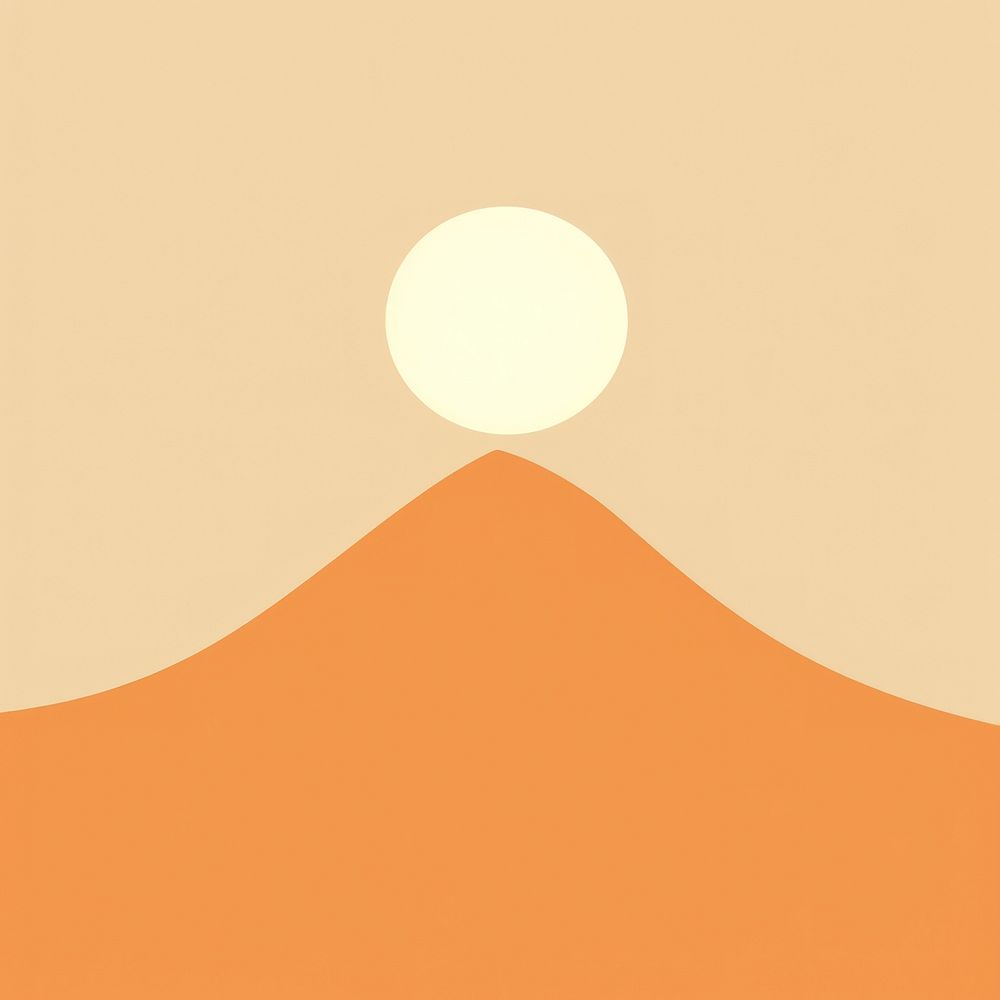 Illustration of a simple sun with mountain nature sky tranquility.