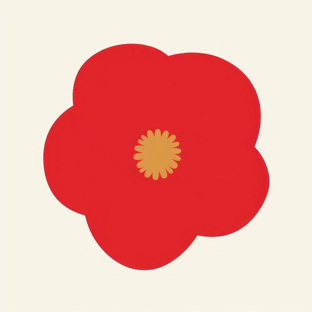 Illustration of a simple red flower poppy petal plant.