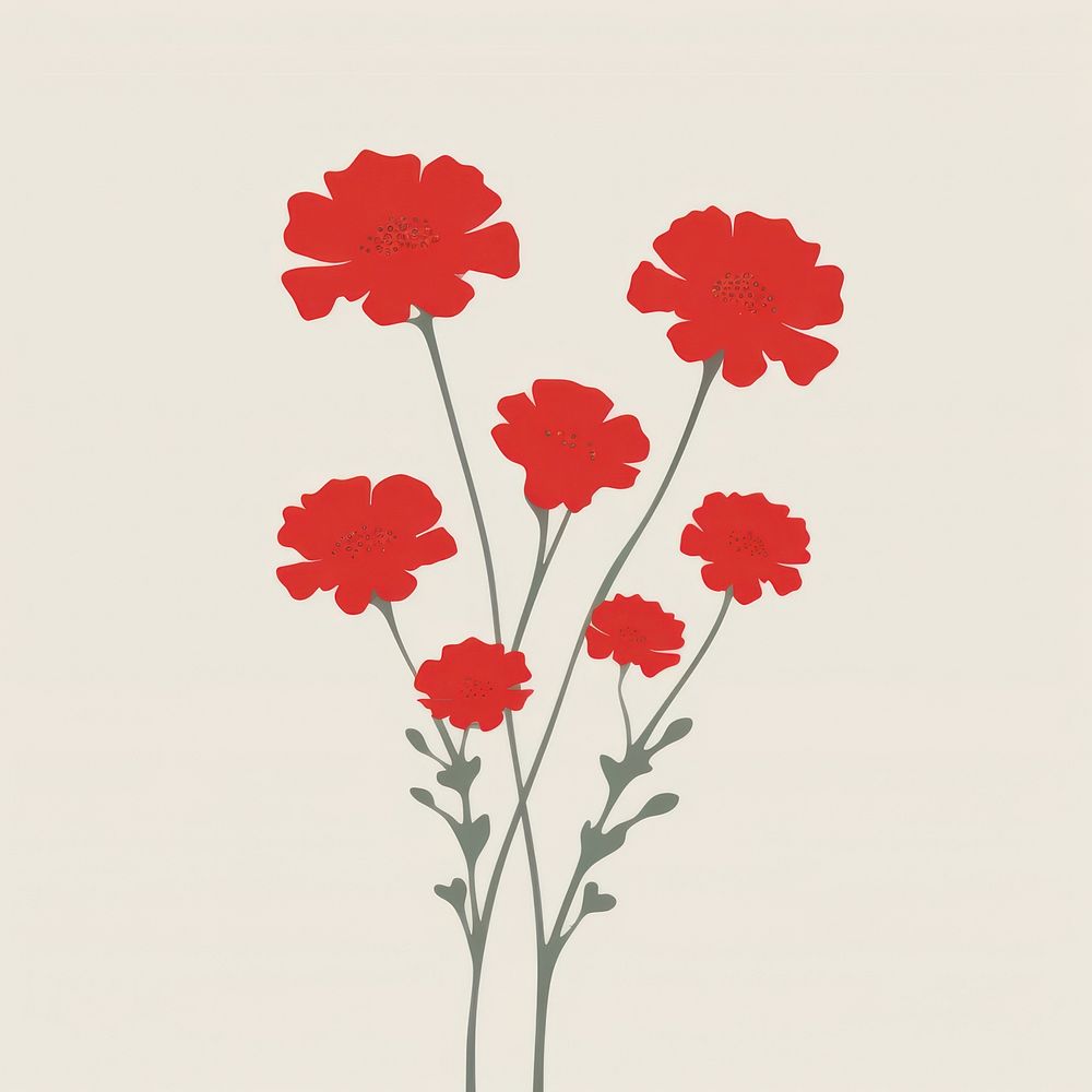 Illustration of a simple red flowers pattern petal plant.