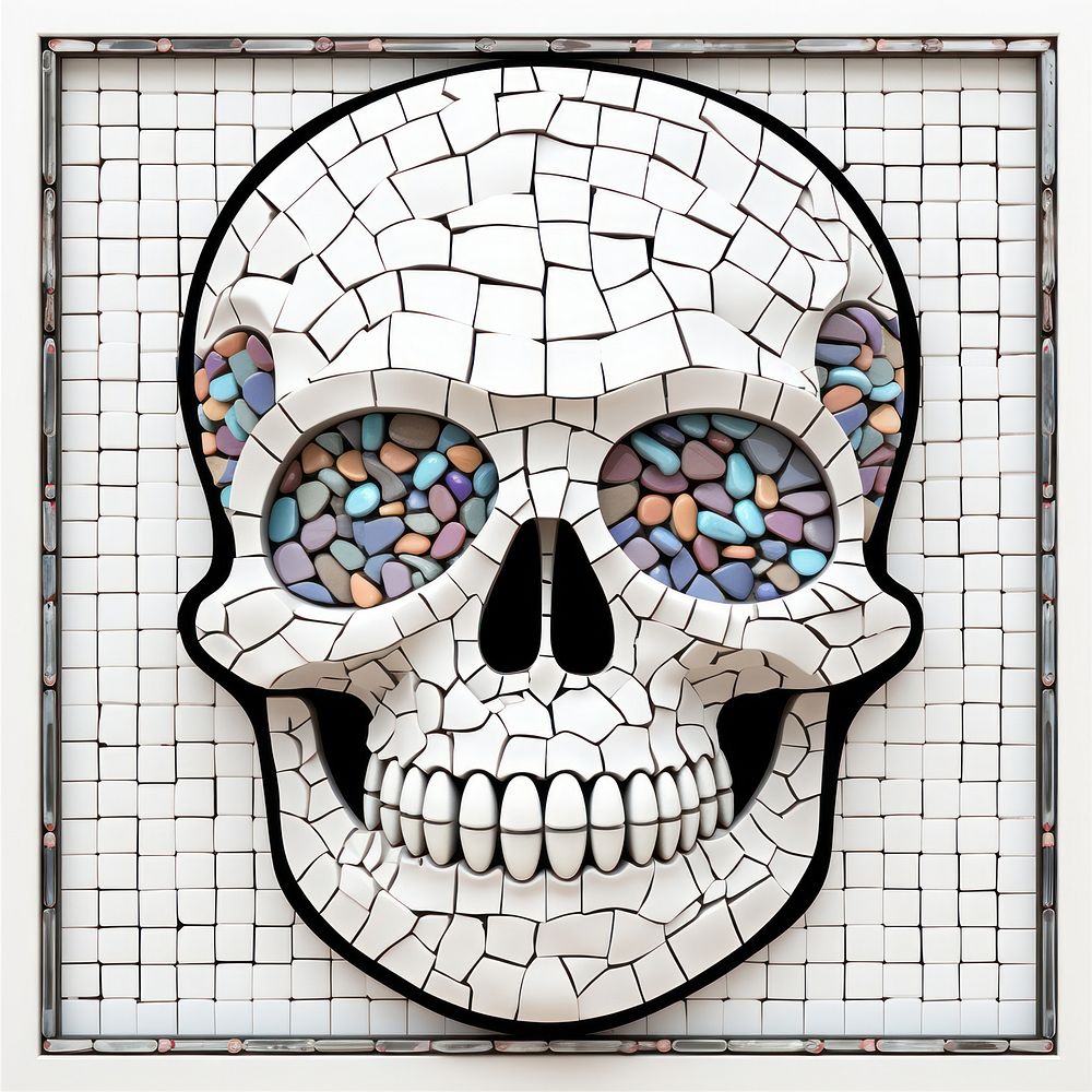 Arch art nouveau Skull mosaic glass.