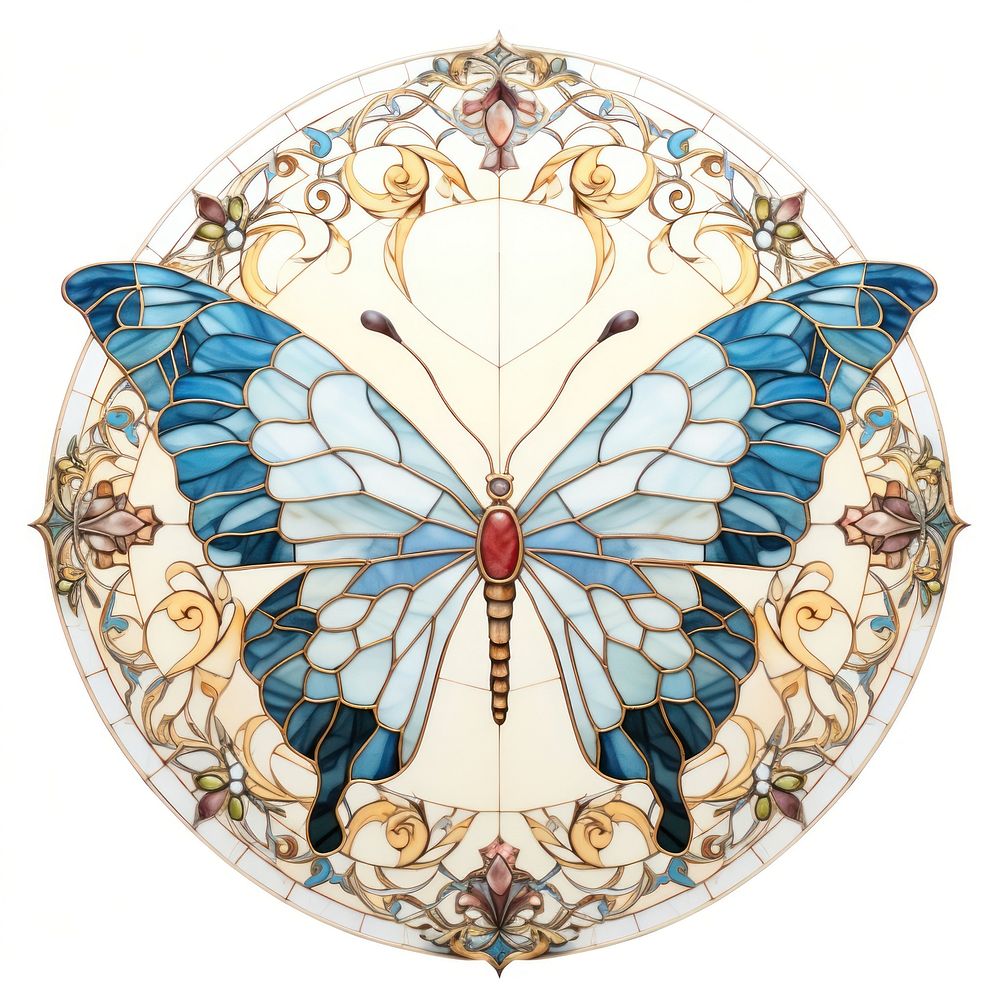 Arch art nouveau Butterfly butterfly white background.