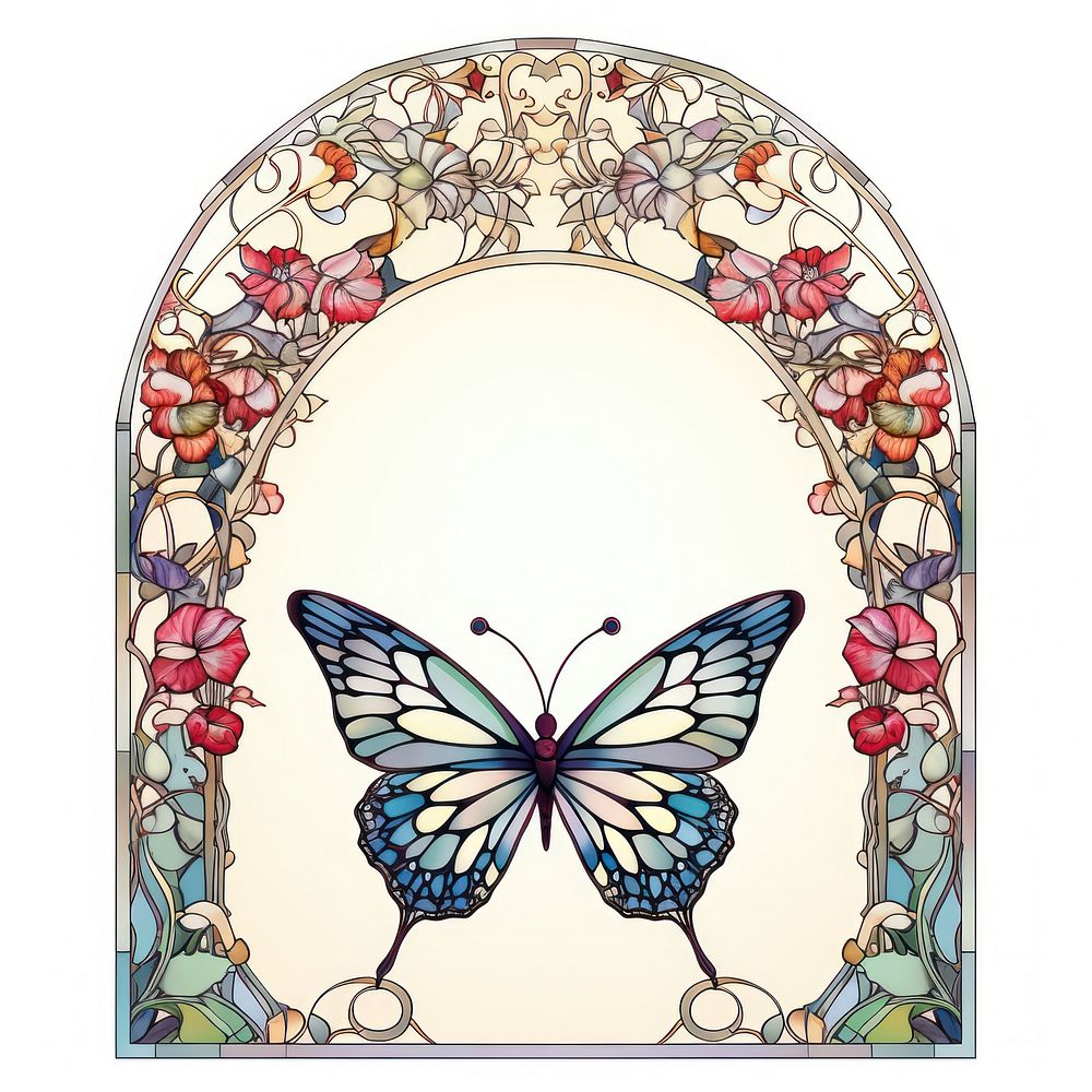 Arch art nouveau Butterfly butterfly glass.