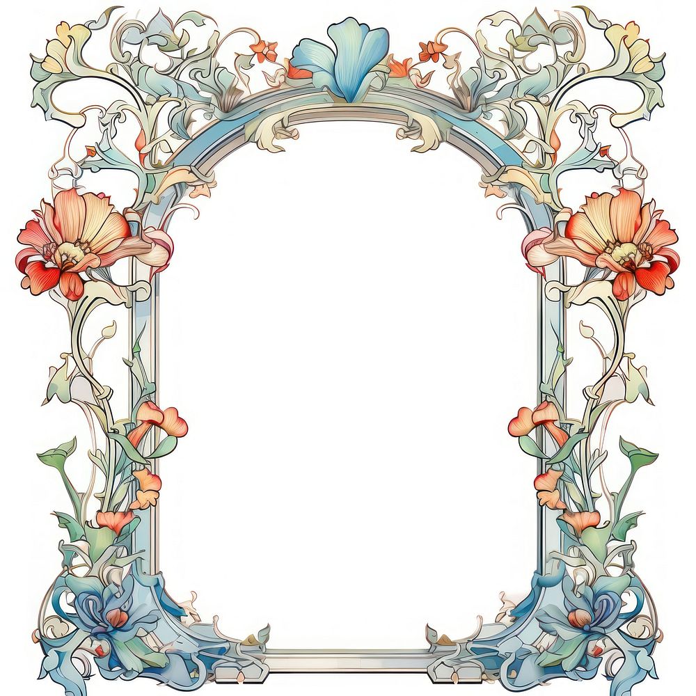Arch art nouveau Floral pattern frame.